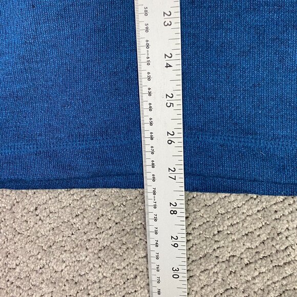 LL Bean Henley Shirt Mens Medium Blue Base Layer Elbow Patch Hiking Outdoor Wool - Picture 11 of 11